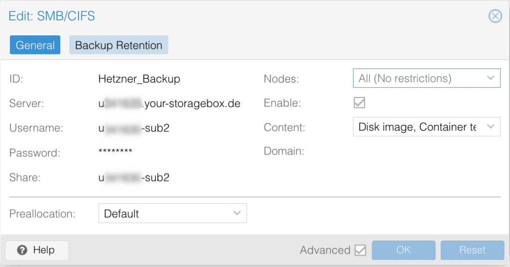 Hetzner Storagebox Subacount Mounten Proxmox